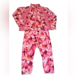 Athleta Pink Floral Set- Track Suit! Beautiful, Soft. Running Suit.